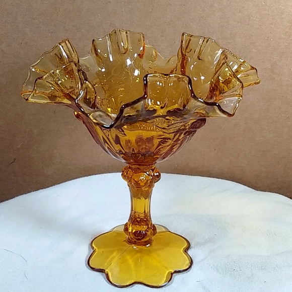 Beautiful Fenton Amber fluted compote